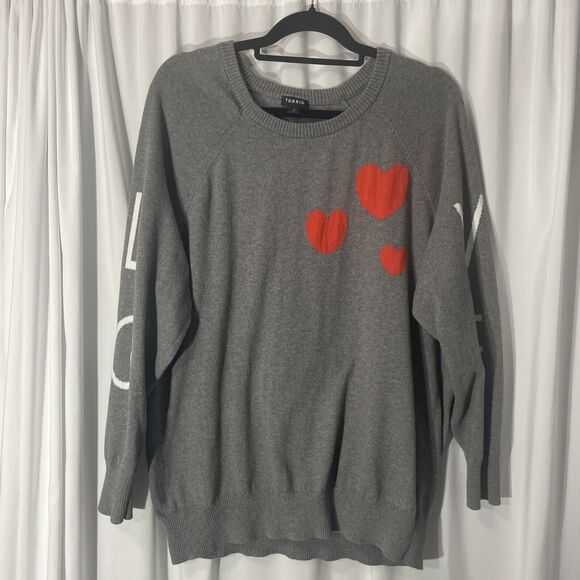 Torrid Sweaters - Torrid Gray Heart Love Pullover Crew Sweater Women’s Size 3